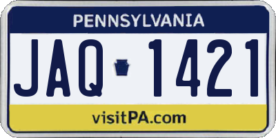 PA license plate JAQ1421