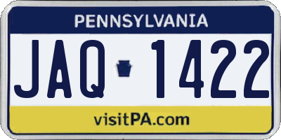PA license plate JAQ1422