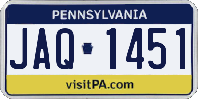PA license plate JAQ1451