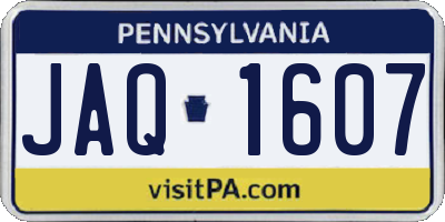 PA license plate JAQ1607