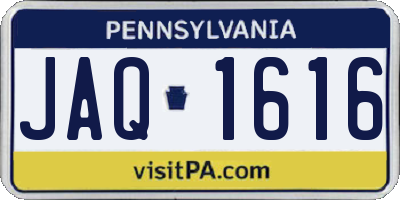 PA license plate JAQ1616
