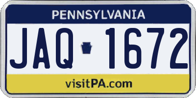 PA license plate JAQ1672