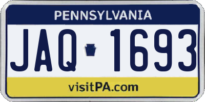 PA license plate JAQ1693