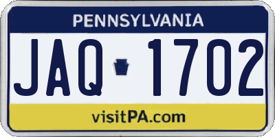 PA license plate JAQ1702