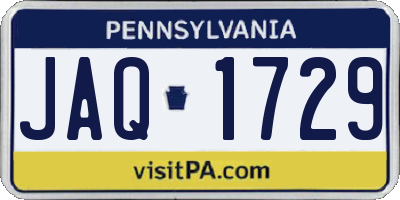 PA license plate JAQ1729