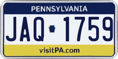 PA license plate JAQ1759