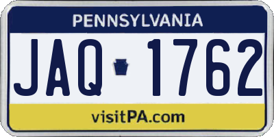 PA license plate JAQ1762