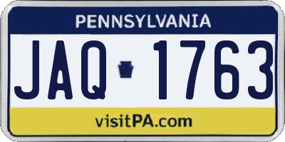 PA license plate JAQ1763
