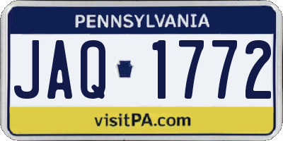 PA license plate JAQ1772