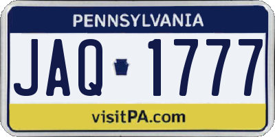 PA license plate JAQ1777