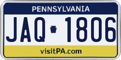 PA license plate JAQ1806