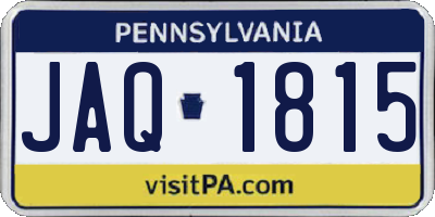 PA license plate JAQ1815