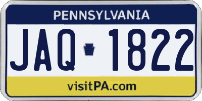 PA license plate JAQ1822