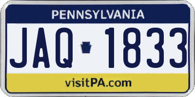 PA license plate JAQ1833