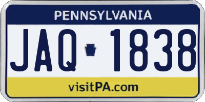 PA license plate JAQ1838