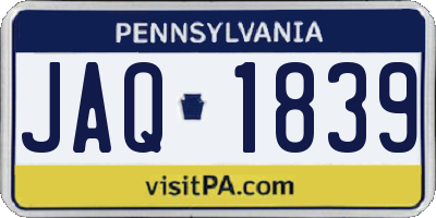 PA license plate JAQ1839