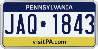 PA license plate JAQ1843