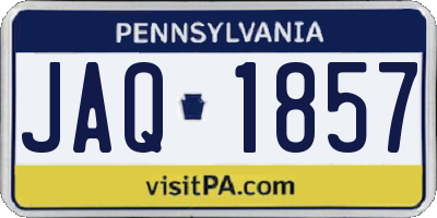 PA license plate JAQ1857
