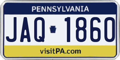 PA license plate JAQ1860