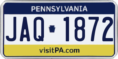 PA license plate JAQ1872