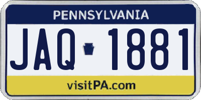 PA license plate JAQ1881
