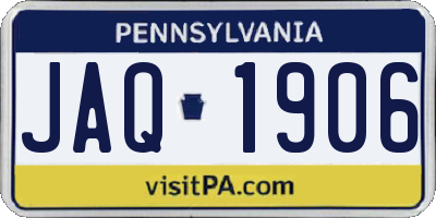 PA license plate JAQ1906