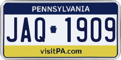 PA license plate JAQ1909