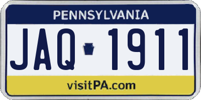 PA license plate JAQ1911