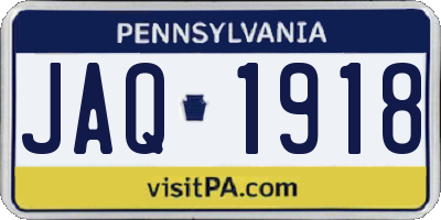 PA license plate JAQ1918