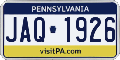 PA license plate JAQ1926