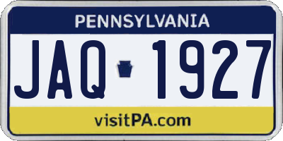 PA license plate JAQ1927