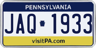 PA license plate JAQ1933