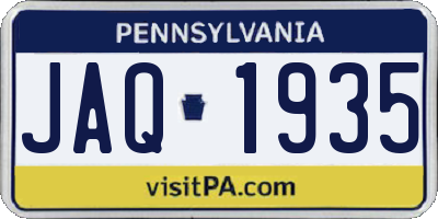 PA license plate JAQ1935
