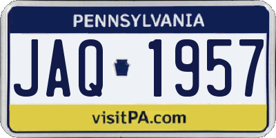 PA license plate JAQ1957