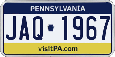 PA license plate JAQ1967