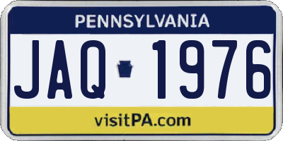 PA license plate JAQ1976