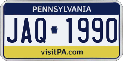 PA license plate JAQ1990