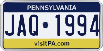 PA license plate JAQ1994