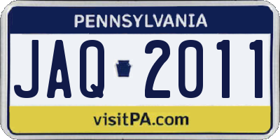 PA license plate JAQ2011