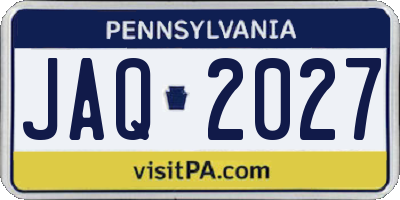 PA license plate JAQ2027