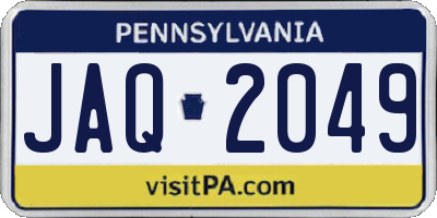 PA license plate JAQ2049
