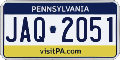 PA license plate JAQ2051