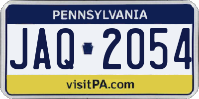 PA license plate JAQ2054