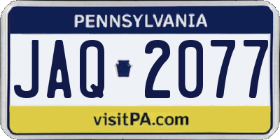 PA license plate JAQ2077