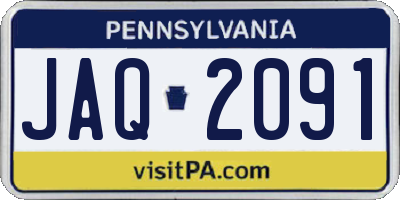 PA license plate JAQ2091