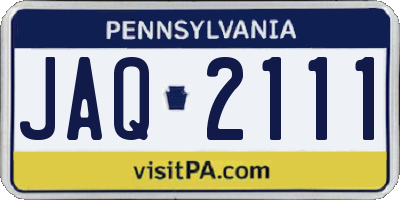 PA license plate JAQ2111