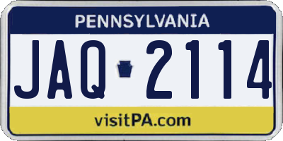 PA license plate JAQ2114