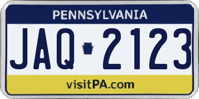 PA license plate JAQ2123