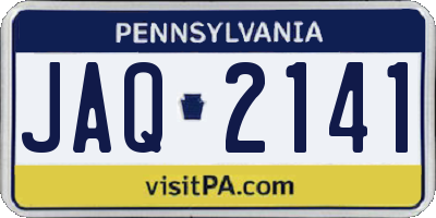 PA license plate JAQ2141