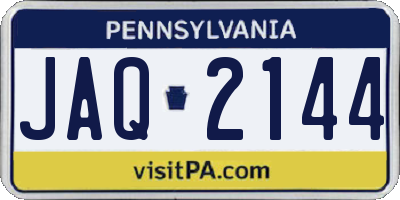 PA license plate JAQ2144